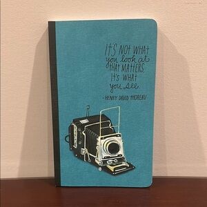 Blue Notebook with Vintage Camera Design